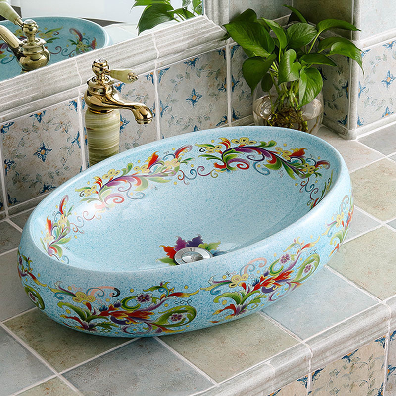 Ceramic lavabo rounded square basin European household decoration art commode toilets toilet basin basin