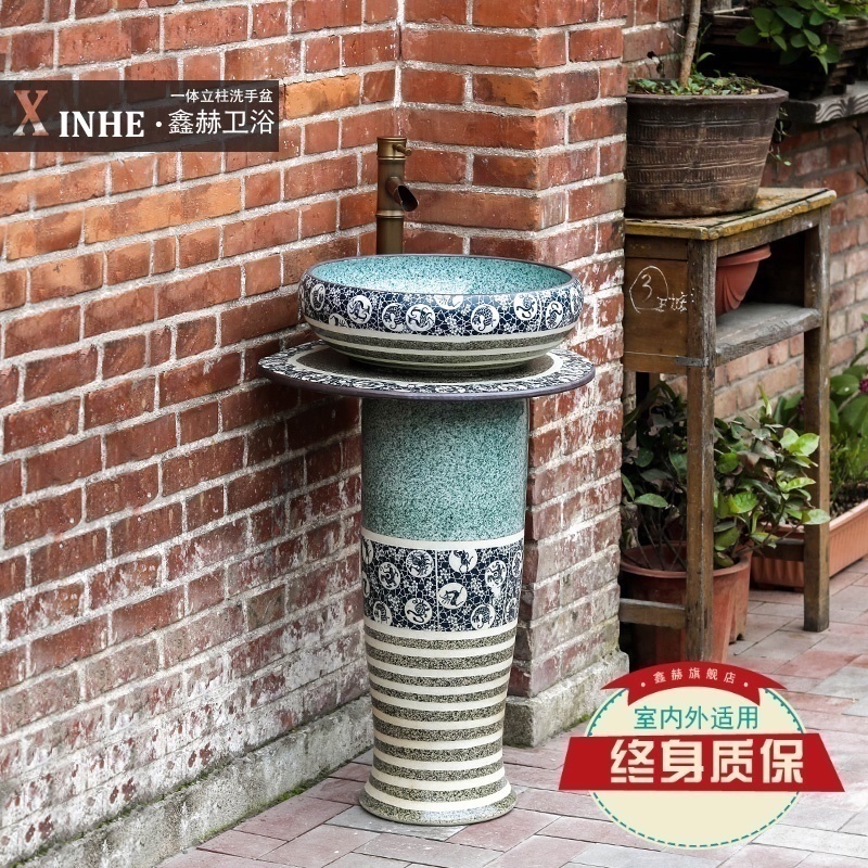 Art ceramic pillar lavabo for wash one floor balcony is suing toilet stage basin pillar basin washing a face