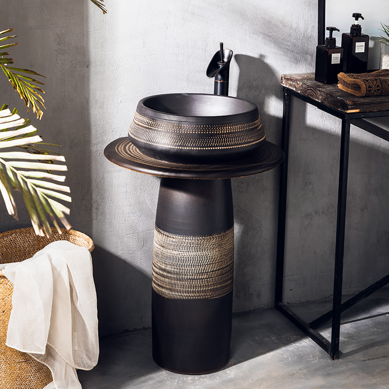 Engraving Textured Dressing Room Washbasin Floor Type Terrace Basin Integrated Outdoor Patio Minima Balcony Pool Simple Washbasin