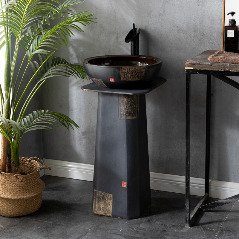 Column-type washbasin column basin small apartment outdoor washbasin courtyard column basin column basin integrated floor-standing