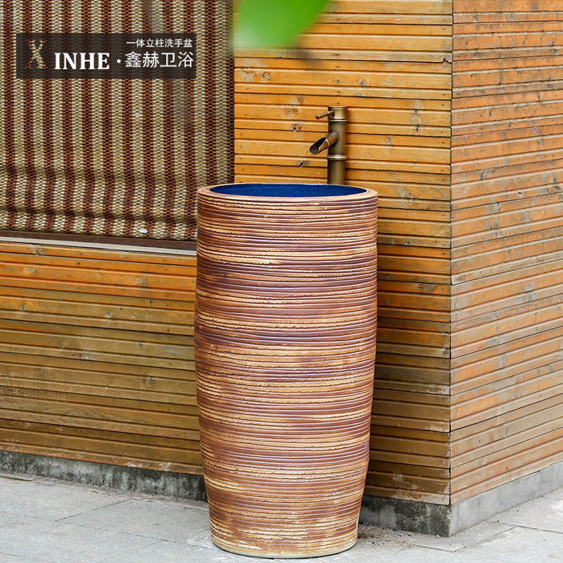 Jingdezhen ceramic basin art lavatory conjoined column one column pillar toilet lavabo lavatory balcony