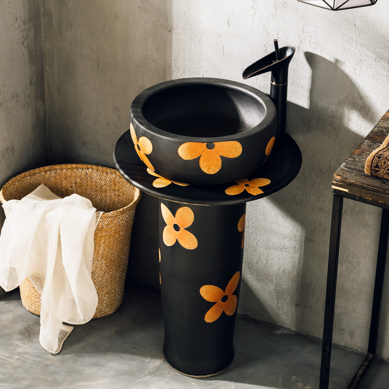 Simple hotel bathroom pillar lavabo ceramic lavatory basin one Simple small floor type restoring ancient ways