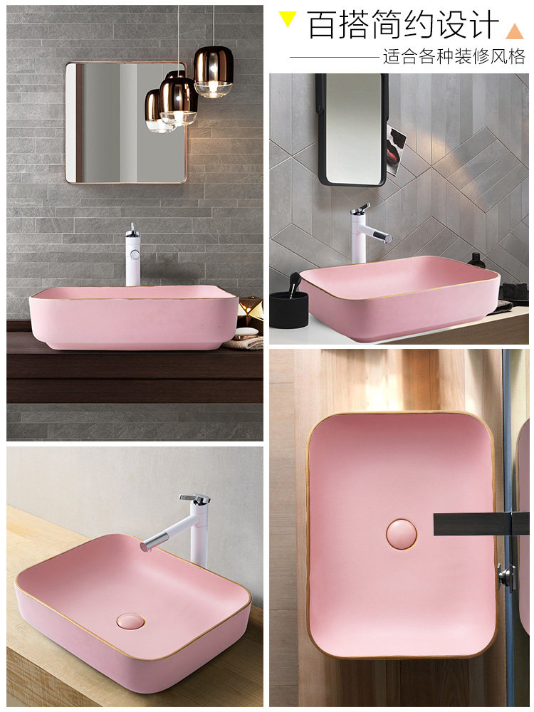 Phnom Penh Pink creative washbasin Single sink table basin Nordic style art powder room household hotel washbasin