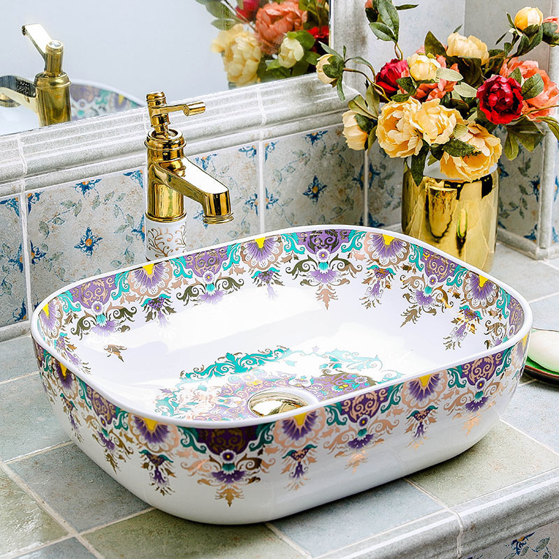 Wash a face to the stage basin sink square ceramic household European art creative sanitary toilet toilet basin that Wash a face