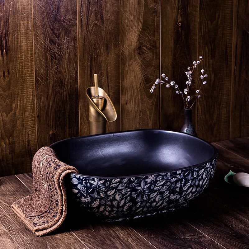 Commode stage basin ceramic oval Chinese blue and white bathroom home decoration art toilet basin that wash a face to wash your hands