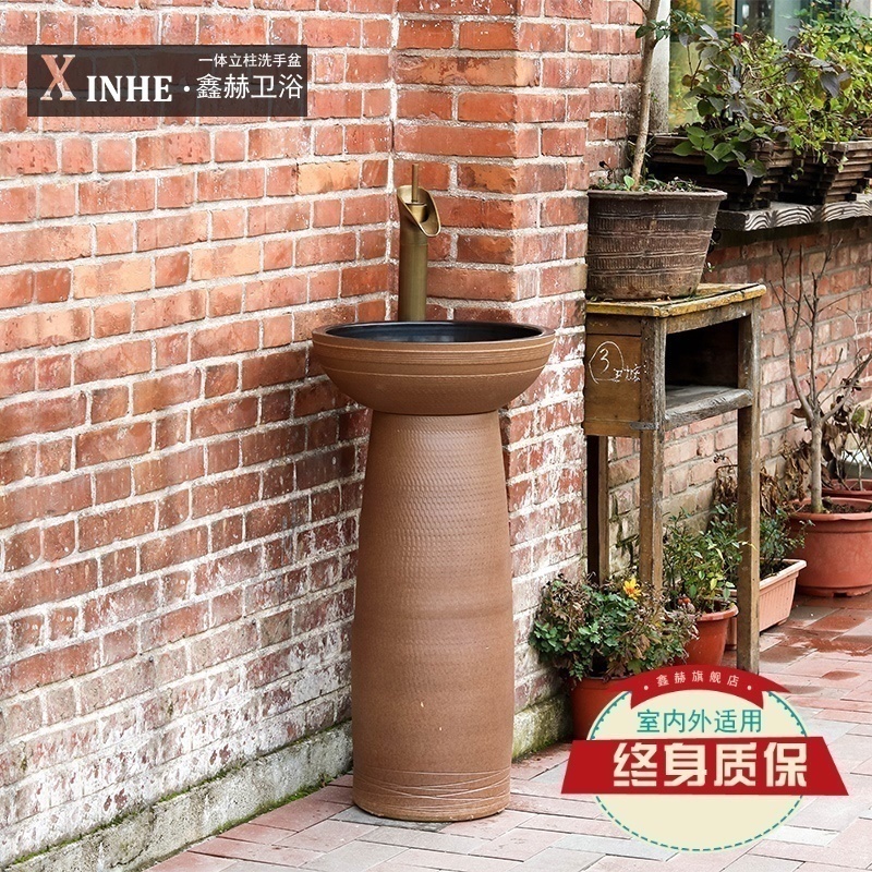 The sink ceramic basin of pillar type simple vertical integrated hotel toilet columella ground pool for wash basin