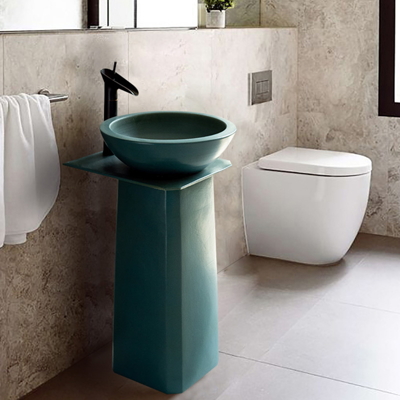 Simple is suing lavabo floor garden pool basin ceramic art column vertical basin integrated hotel legend