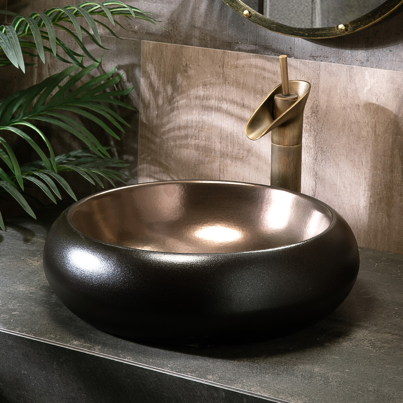 Black art basin on its Black gold outside inside toilet stage basin sink basin of single household ceramics