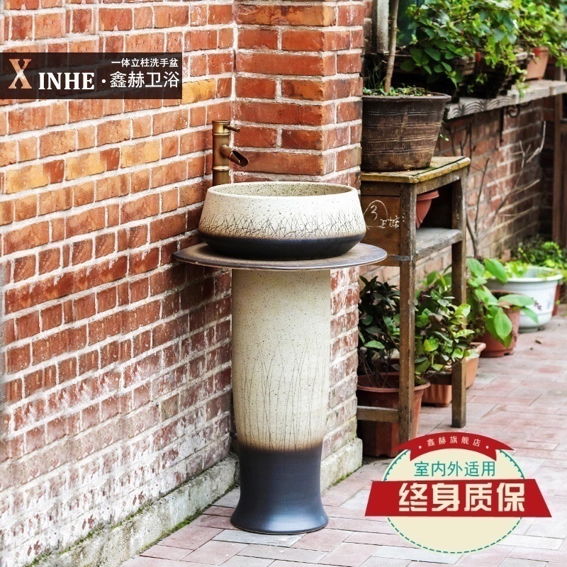 Ceramic pillar lavabo household bathroom floor balcony toilet indoor art pillar basin washing a face