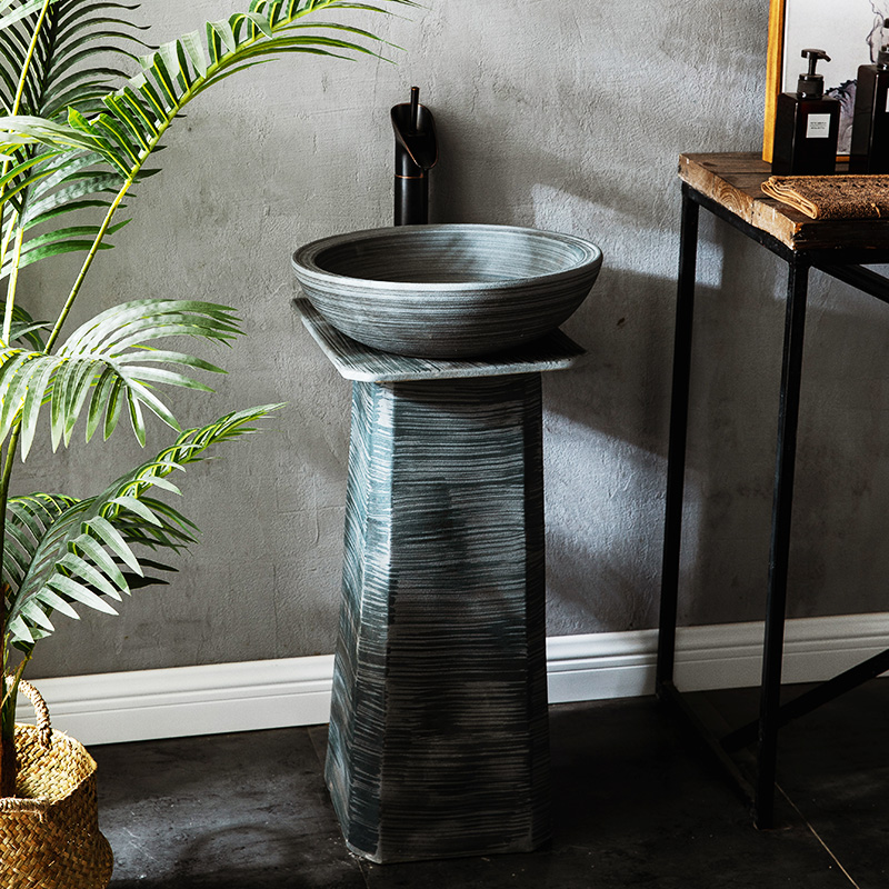 Outdoor Hand Wash Table Bathroom Wash Basin Simple Column Basin Home Integrated Floor Outdoor Pool Small Family Patio