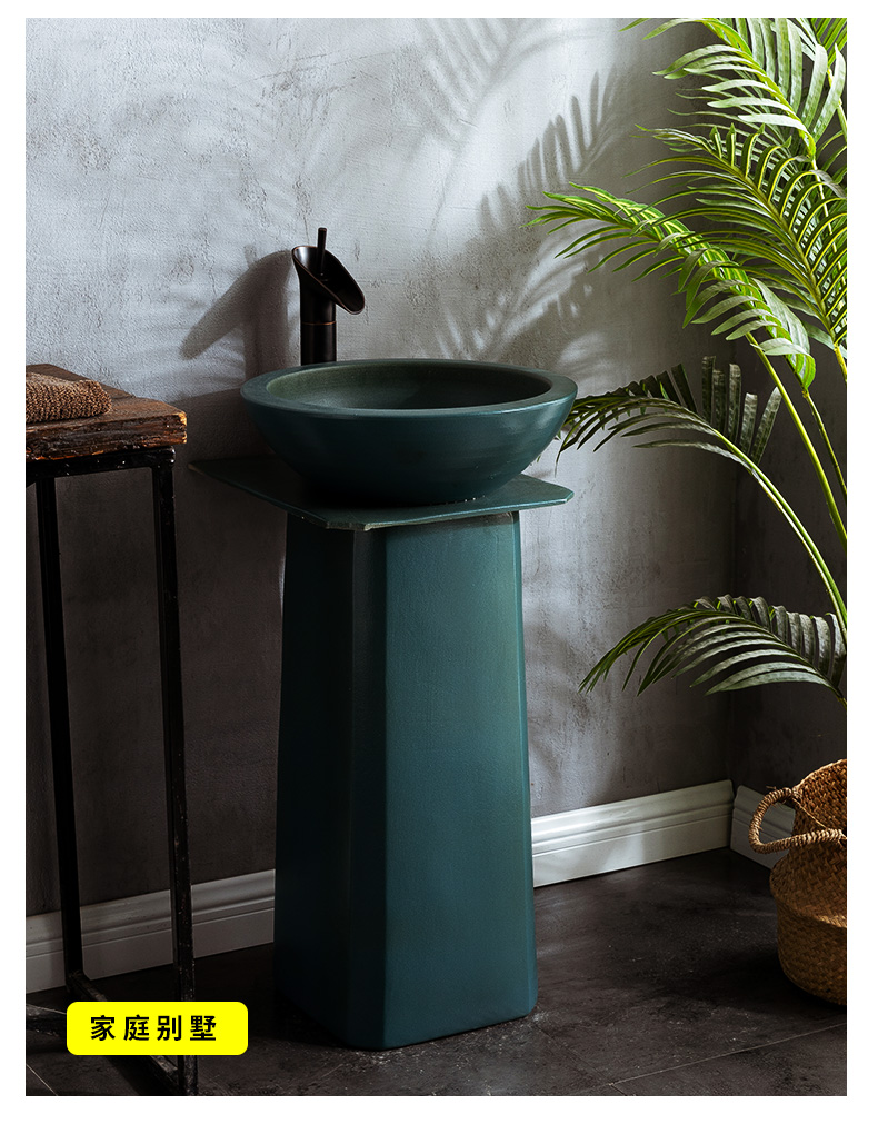 Simple is suing lavabo floor garden pool basin ceramic art column vertical basin integrated hotel legend