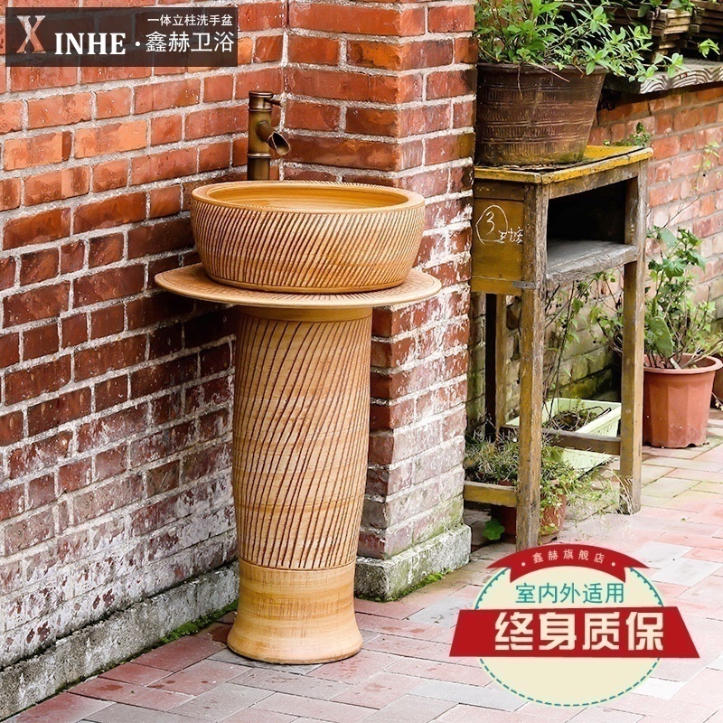 Lavabo pillar ceramic bathroom toilet is suing balcony floor integrated basin basin of the pool that wash a face vertical column