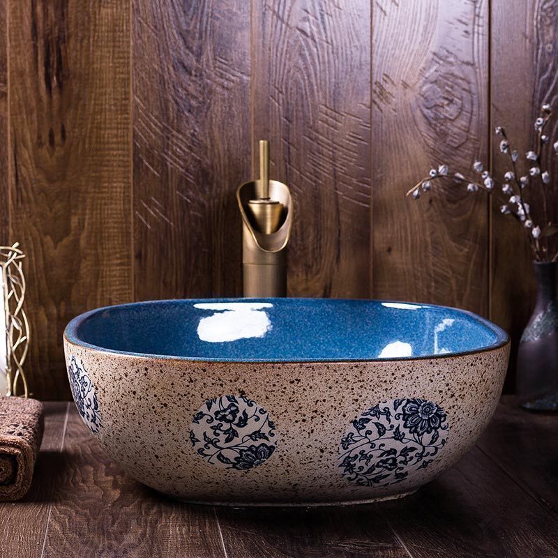 The stage basin square ceramic face basin industrial Chinese archaize bath decoration art washing The toilet basin that wash a face