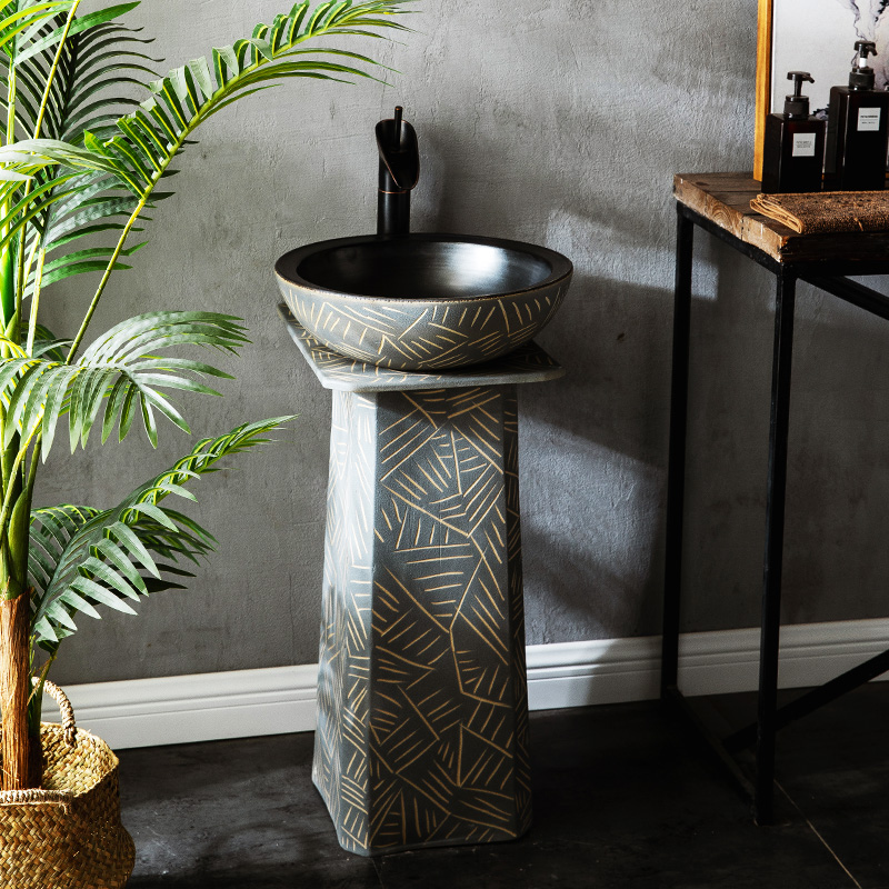 Retro balcony Balcony Wash Basin VERTICAL OUTDOOR POOL TABLE WASHBASIN PATIO OUTDOOR HAND WASH BASIN FLOOR STYLE