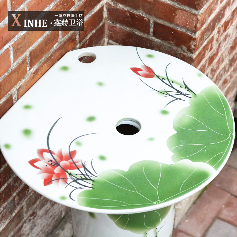 Basin of household toilet lavabo ceramic column column a whole floor balcony has just small vertical Basin washing a face