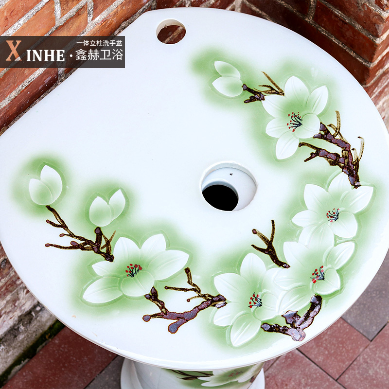 Lavabo jingdezhen ceramic column hand - made blue glaze art one floor column vertical basin washing a face basin