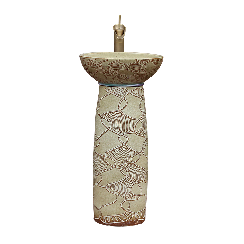 Pillar type lavatory ceramic bathroom is suing balcony ground basin integrated industrial wind basin of wash one vertical column
