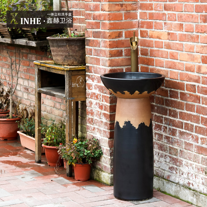 Ceramic pillar lavabo washing basin floor hotel balcony is suing vertical column basin of restoring ancient ways is a body art