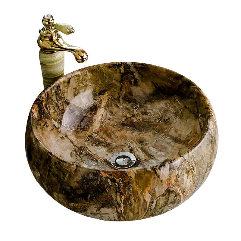 The stage basin circular imitation marble ceramic face basin sink European household bathroom toilet art