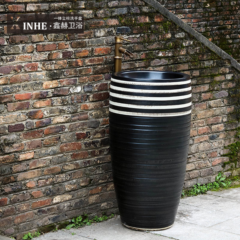 Jingdezhen ceramic basin art lavatory conjoined column one column pillar toilet lavabo lavatory balcony