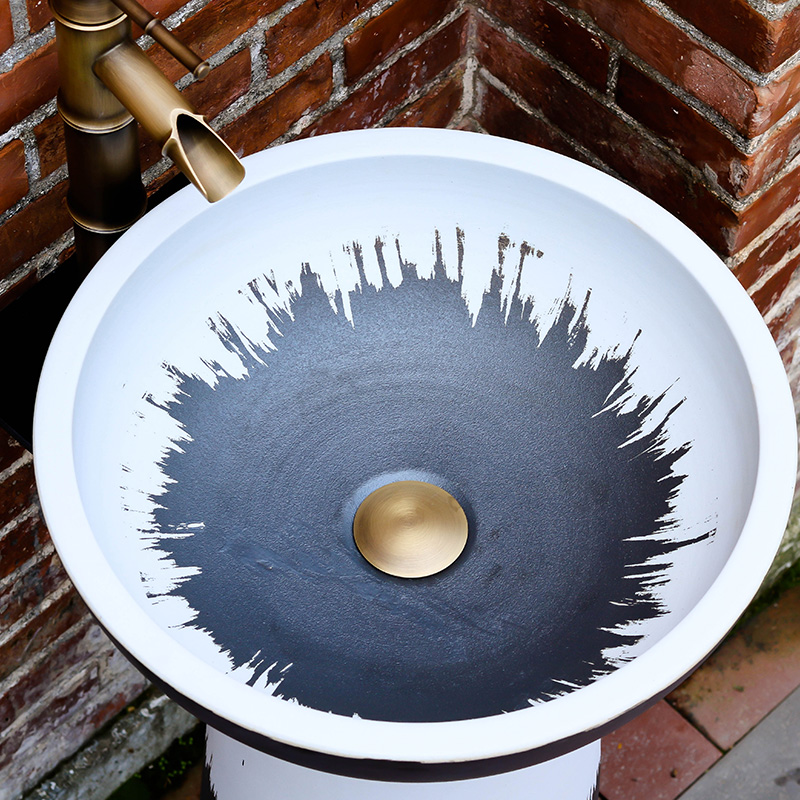 Lavabo ceramic basin pillar toilet is suing balcony floor integrated art pool face basin of vertical column