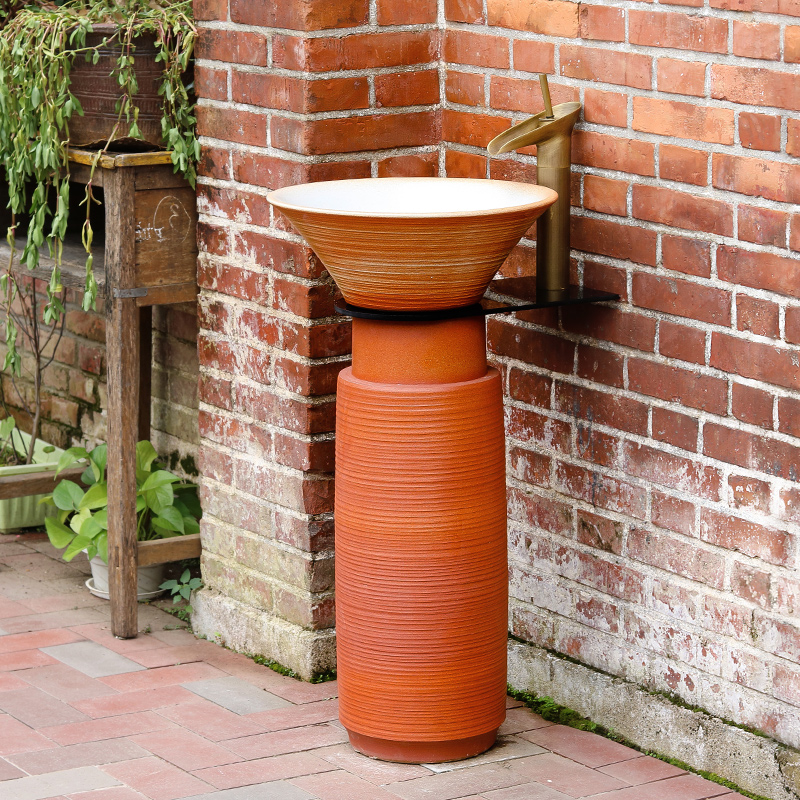 Pillar lavabo toilet stage basin floor industry integrated wind face simple ceramic is suing balcony column basin