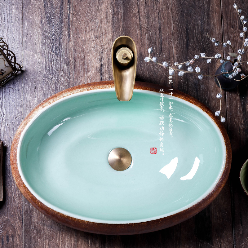 The stage basin of jingdezhen ceramic lavabo oval art hotel toilet lavatory Chinese style restoring ancient ways is individuality