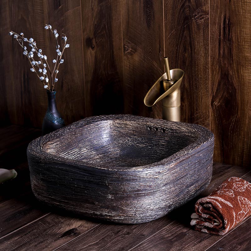 The stage basin of jingdezhen ceramic wash basin square basin of creative art hotel toilet commode restoring ancient ways