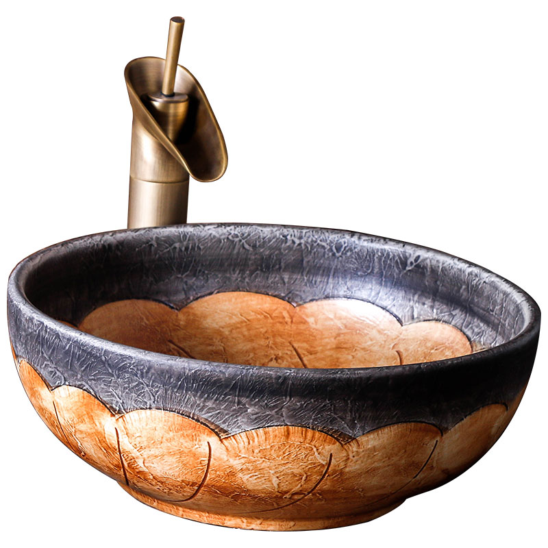 The stage basin of jingdezhen ceramic lavabo circular basin of Chinese style restoring ancient ways of household art hotel toilet lavatory