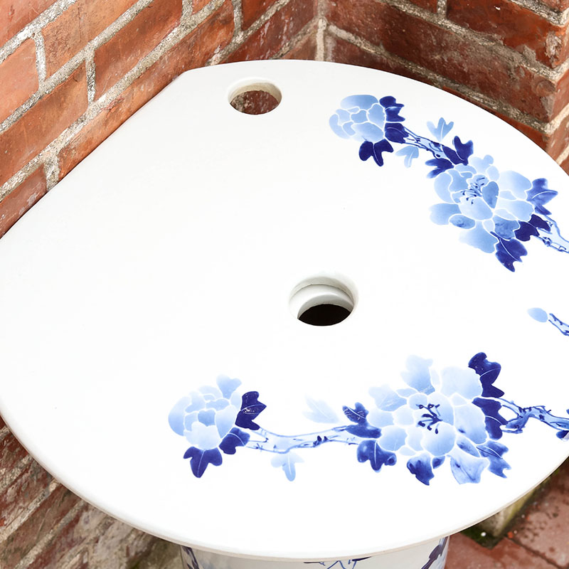Vertical lavabo ceramic column household toilet basin is suing one landing the pool that wash a face of blue and white porcelain basin