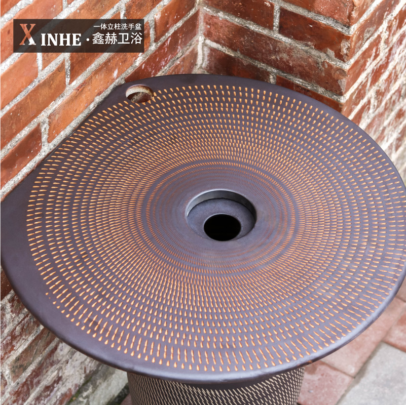 Ceramic pillar lavabo is suing balcony household bathroom floor integrated bathroom art face basin of columella