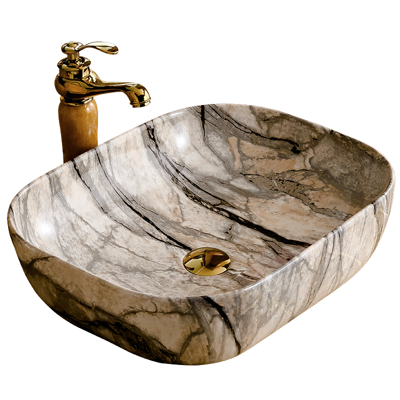 The stage basin oval imitation marble ceramic pan European household decoration art toilet washs a face basin that wash a face to wash your hands