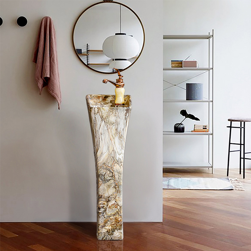 Toilet wash gargle pillar type lavatory basin one simple ceramic basin sink balcony ground contracted