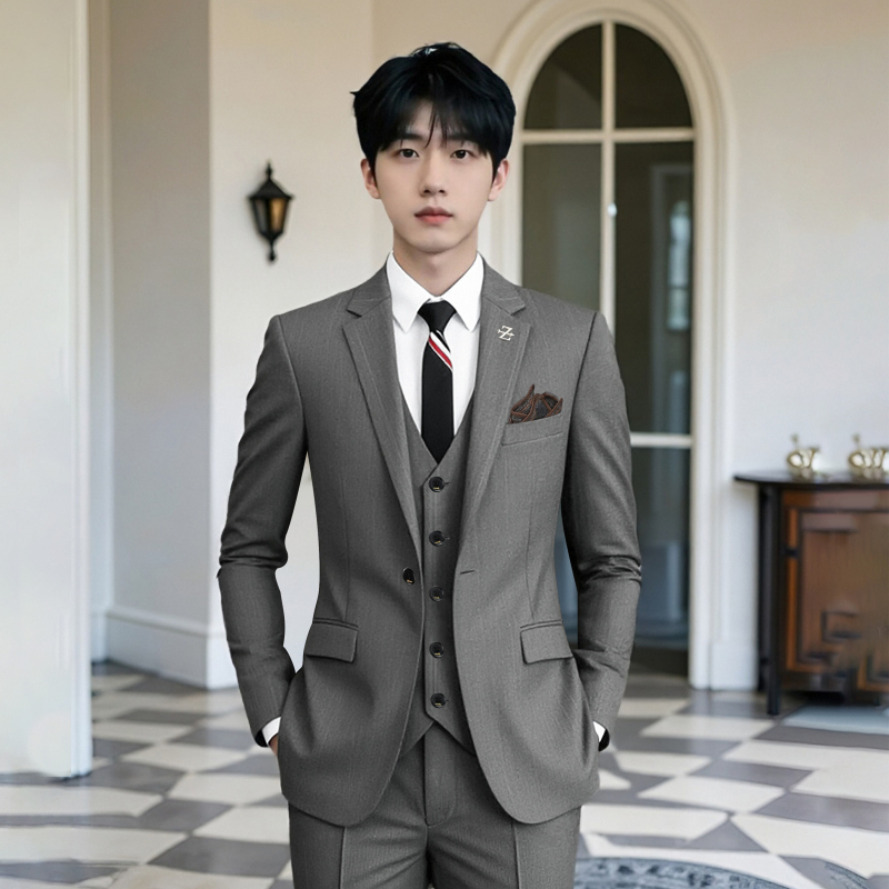 Woodpecker Slim Fit Korean Style High-End Suit Set Business Professional Slimming Gentleman Formal Wear Groom Groomsmen Wedding