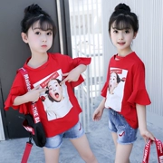 7 bé gái áo thun ngắn tay 8 cotton 9 hè Hàn Quốc 10 công chúa 11 bé gái nửa tay nửa trắng 桖 12 tuổi 13