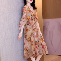 Foreign trade First line Brand women Dress Big Card cut Solitary Products Export-style High-end Mulberry Silk Genuine Silk long Dress Shirt