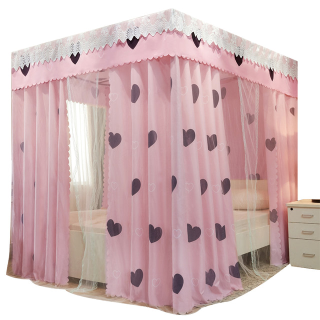 1 Thickened blackout bed curtain bed curtain Princess style mosquito net closed one-piece dustproof 1.5m 1.8m double bed home
