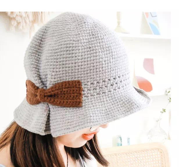 New bow fisherman hat Crochet Crochet illustration hat drawings Wool knitting manual diy picture tutorial