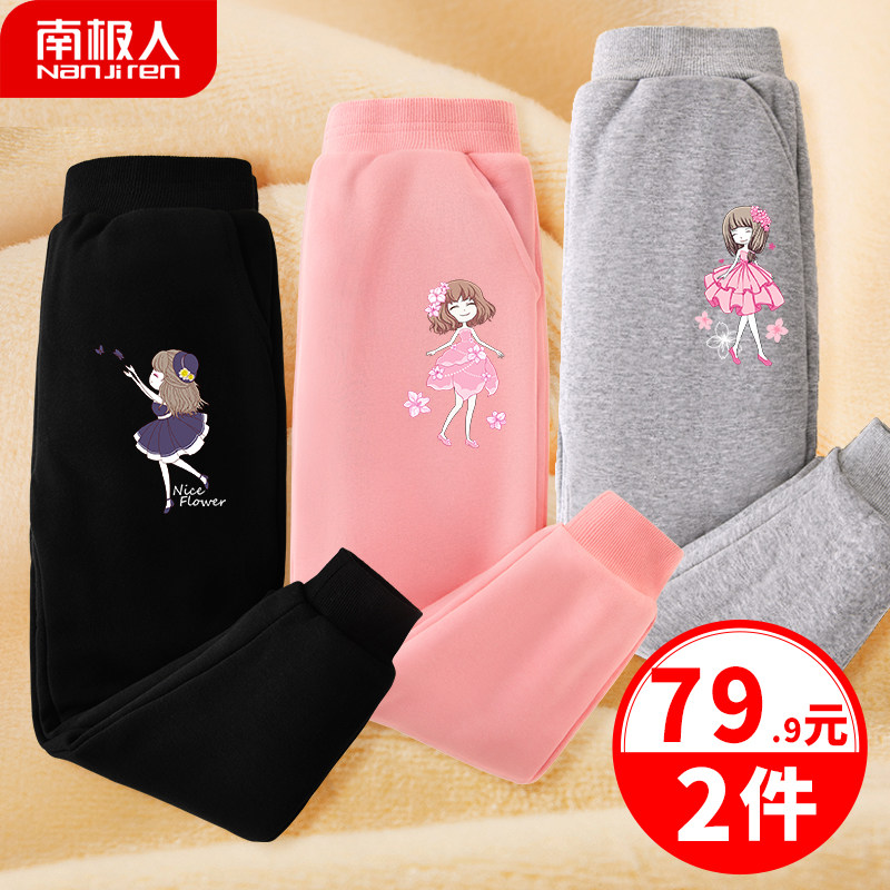 Children's pants women plus fleece thick autumn and winter integrated velvet leggings cotton pants girls warm pants outside wearing winter clothes