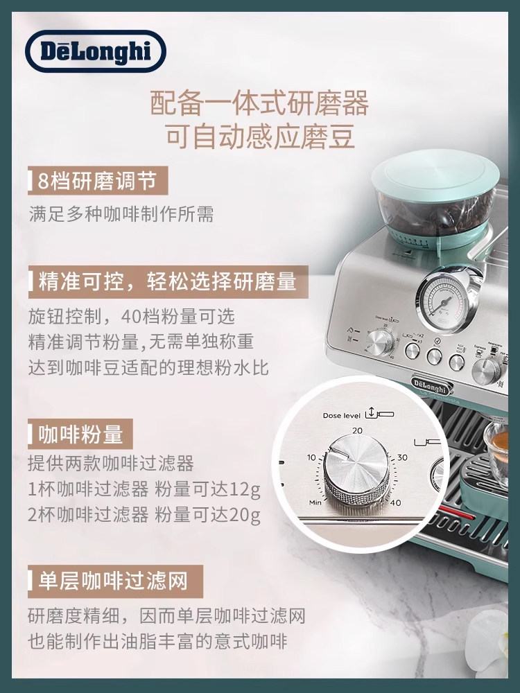 [New Year's Gift] Delonghi Ec9155 Semi-Automatic Coffee Machine, Italian-Style Grinding Integrated, Small Household Model