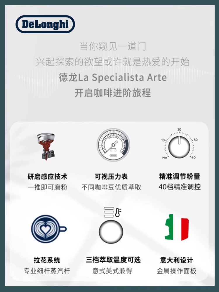 [New Year's Gift] Delonghi Ec9155 Semi-Automatic Coffee Machine, Italian-Style Grinding Integrated, Small Household Model