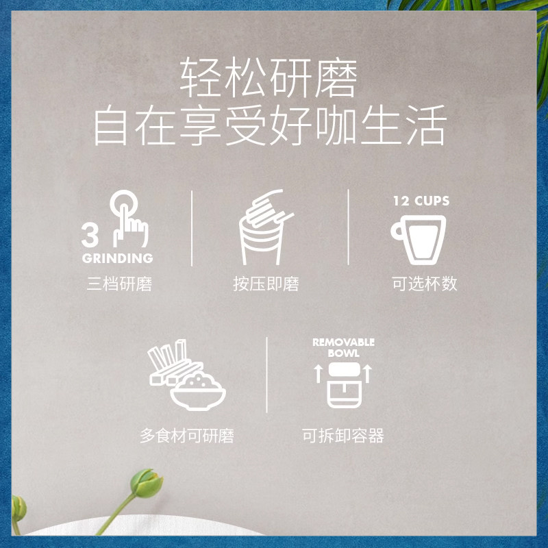 Delonghi Kg210 Household Electric Press-Type Coffee Bean Grinder Small Size