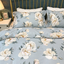 Plant flower light and luxurious pure cotton 60 long suede cotton gon satin linen quilt cover with large full cotton minimalist upsets of four pieces