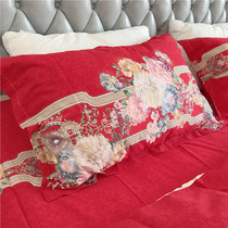 Clear cabin full cotton mill wool thickened sheet single piece quilt cover autumn winter wedding celebration red pure cotton single double bed can be set