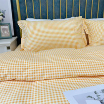 Small grid new non-fluorescent A type of strawberry full cotton twill sheet single piece quilted by single pure cotton quilt cover