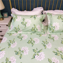 Fresh embroidered ball flower pure cotton single piece thickened old coarse cloth bed linen three sets full cotton canvas cotton linen mat big get single