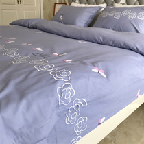 Butterfly Romance Flowers Full Cotton Pure Cotton Mill Wool Thickened Warm Bed Bedding Linen Single Piece Cover Four Sets Autumn Winter