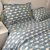 Special blue whale fish 100%cotton twill cotton sheets old rough cloth thickened sheets for male and female students student dormitories