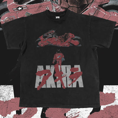 VINTAGE AKIRA Summer Akira print Anime short-sleeved loose cotton couple Long-sleeved T-shirt