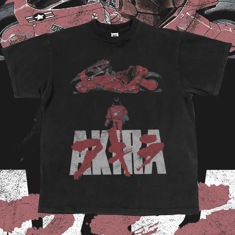 Kick En Kick Vintage Akira Summer Akira Print Anime Short Sleeve Loose Cotton Couple Long Sleeve T-Shirt